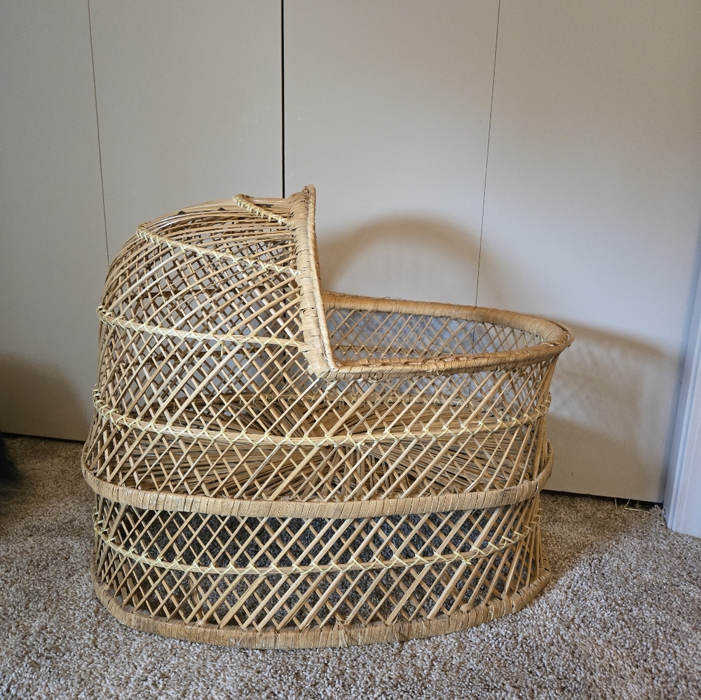 Vintage doll wicker basket